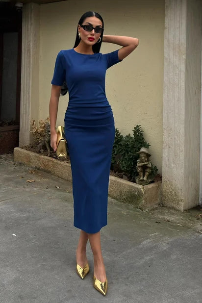 Vestido Midi Agathe con Cintura Plisada