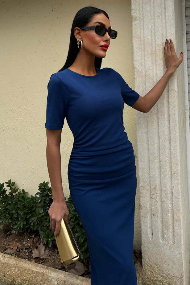 Vestido Midi Agathe con Cintura Plisada