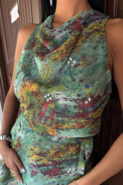 Conjunto de dos piezas adornado con cristales Reine